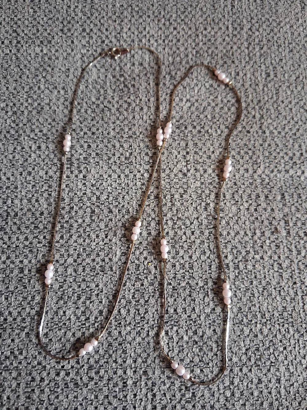 Delicate Pink Beaded Station Necklace - Korea